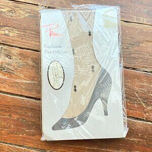 Vintage PAVANE Double Diamond Fashion Pantyhose Black USA NOS New